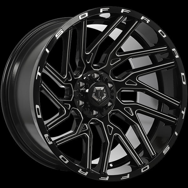 TIS Wheels 554 Gloss Black Milled Edge Wheels - 22x12.0, 6x135/6x139.7 ET-44 108.1 - Upgrade Your Ride Now!