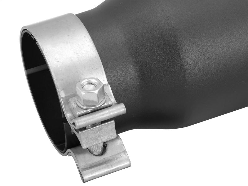 aFe MACHForce XP: 3in Inlet, 4in Outlet, 9in Length Clamp-On Black Tip - High-Performance Exhaust Solution