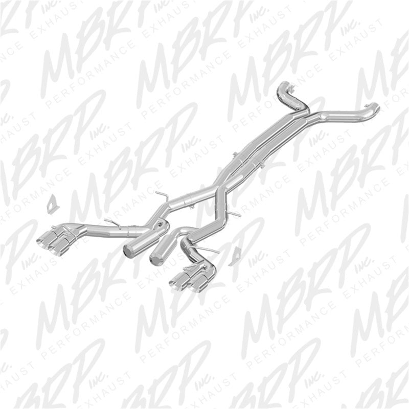 MBRP Performance Exhaust for 2016 - 2024 Chevy Camaro V8 6.2L 6spd: 3in T409 Race Dual Cat Back with 4.5in Quad Dual Wall Tips