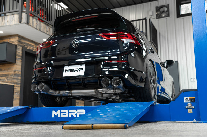 MBRP 2022 - 2024 Volkswagen Golf R MK8 T304 Stainless Steel 3in Cat - Back Exhaust with Quad Rear Exit and Carbon Fiber Tip