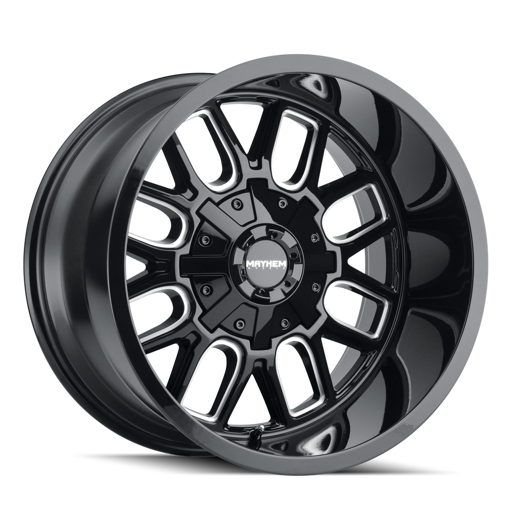 MAYHEM COGENT Gloss Black Milled Wheels - 22x10, 6x135/6-139.7 ET-27, 106 - Unleash Your Ride's Potential!