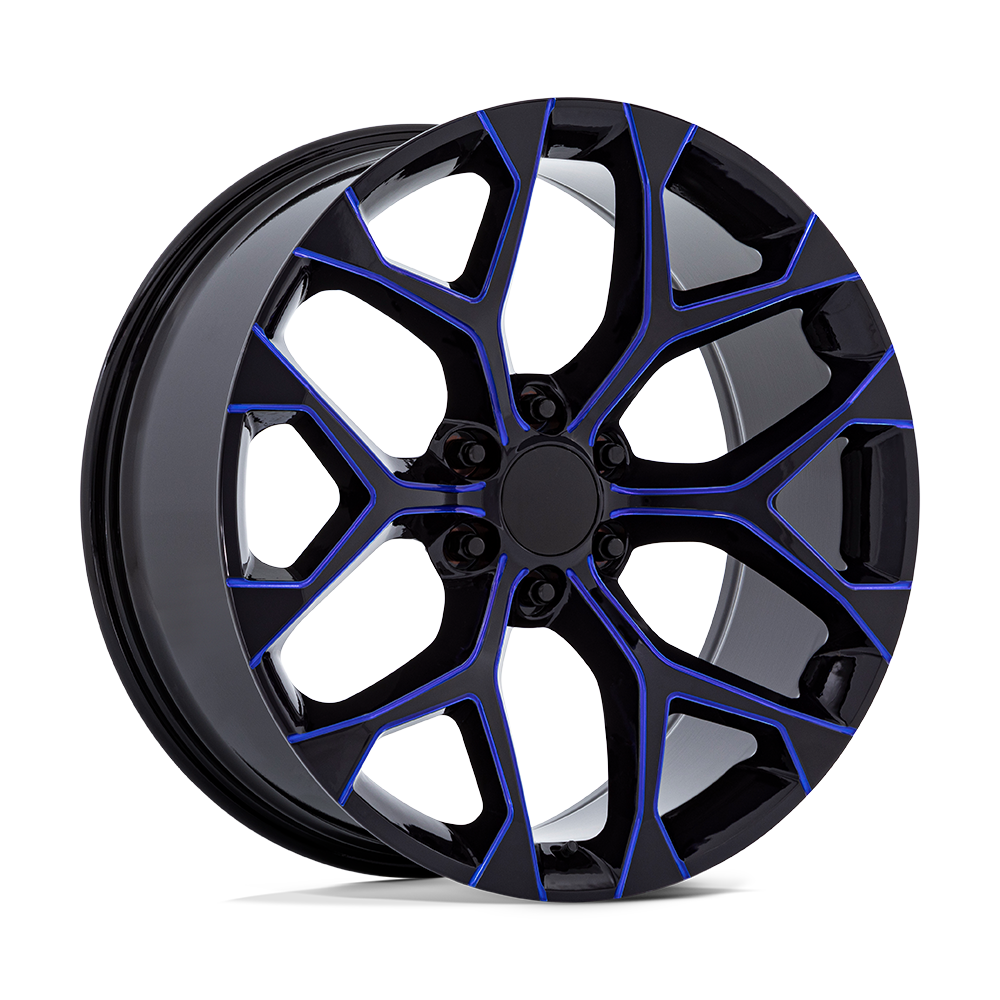 Stunning Performance Replicas PR176 Wheels - Gloss Black with Blue Milling!