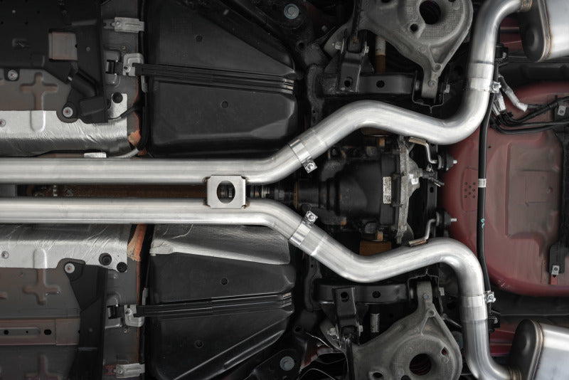 MBRP 2018 - 2023 Ford Mustang GT/GT Premium/Mach 1 & 2019 - 2020 Bullitt 5.0 Quad Tip Active Exhaust Cat Back Split Rear T304 with Carb Fib Tips