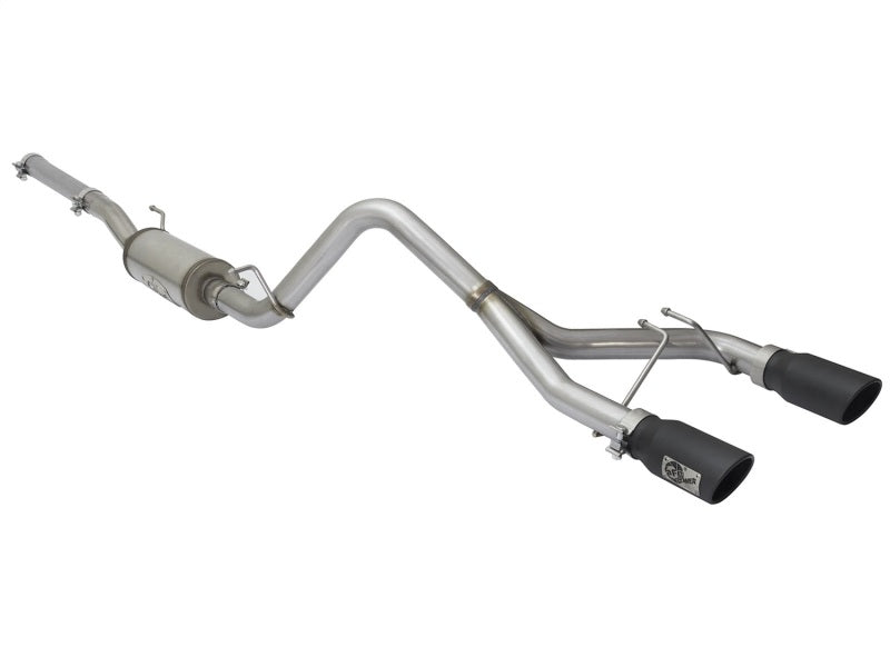 aFe Rebel Series 2.5in Dual Center Exit Stainless Steel Exhaust with Black Tips for 2007 - 2018 Jeep Wrangler V6