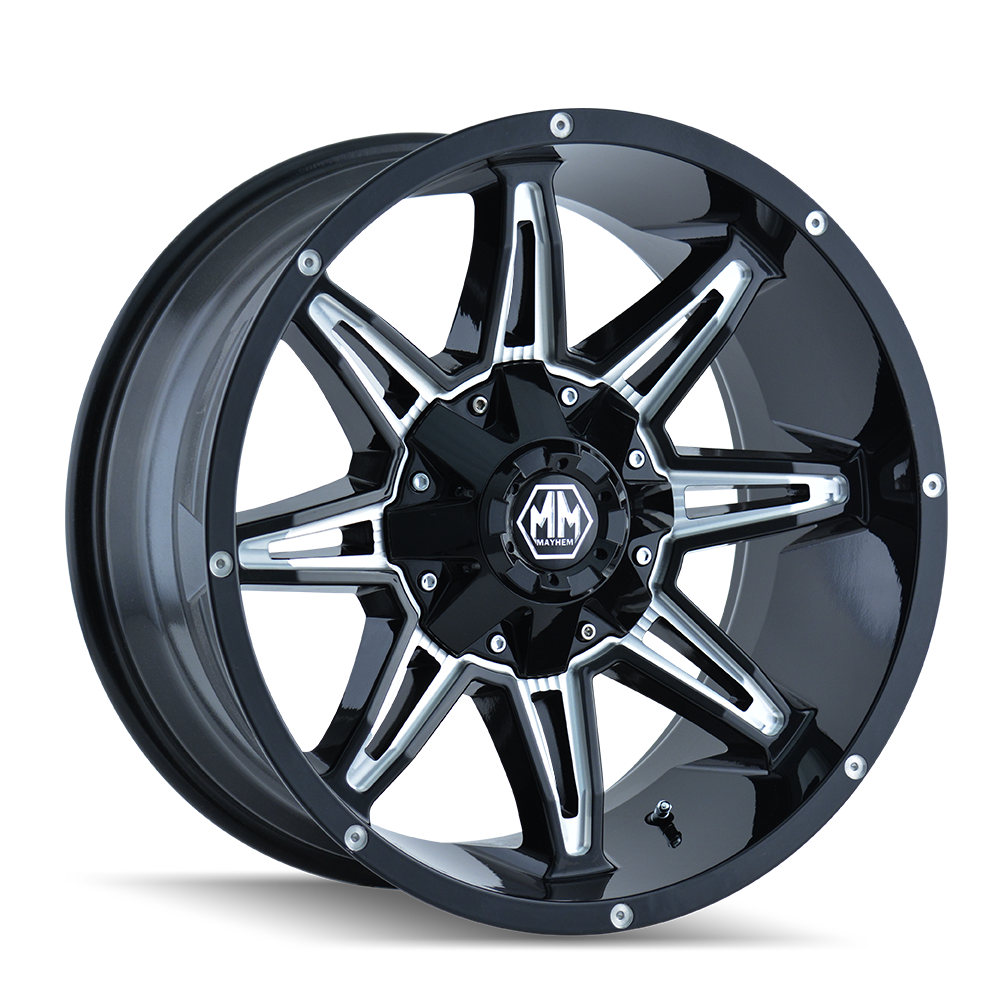 MAYHEM RAMPAGE Wheels - 17x9 Gloss Black Milled, Unleash Your Ride's Potential!