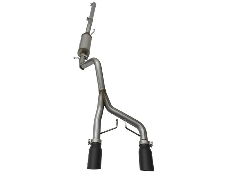 aFe Rebel Series 2.5in Dual Center Exit Stainless Steel Exhaust with Black Tips for 2007 - 2018 Jeep Wrangler V6