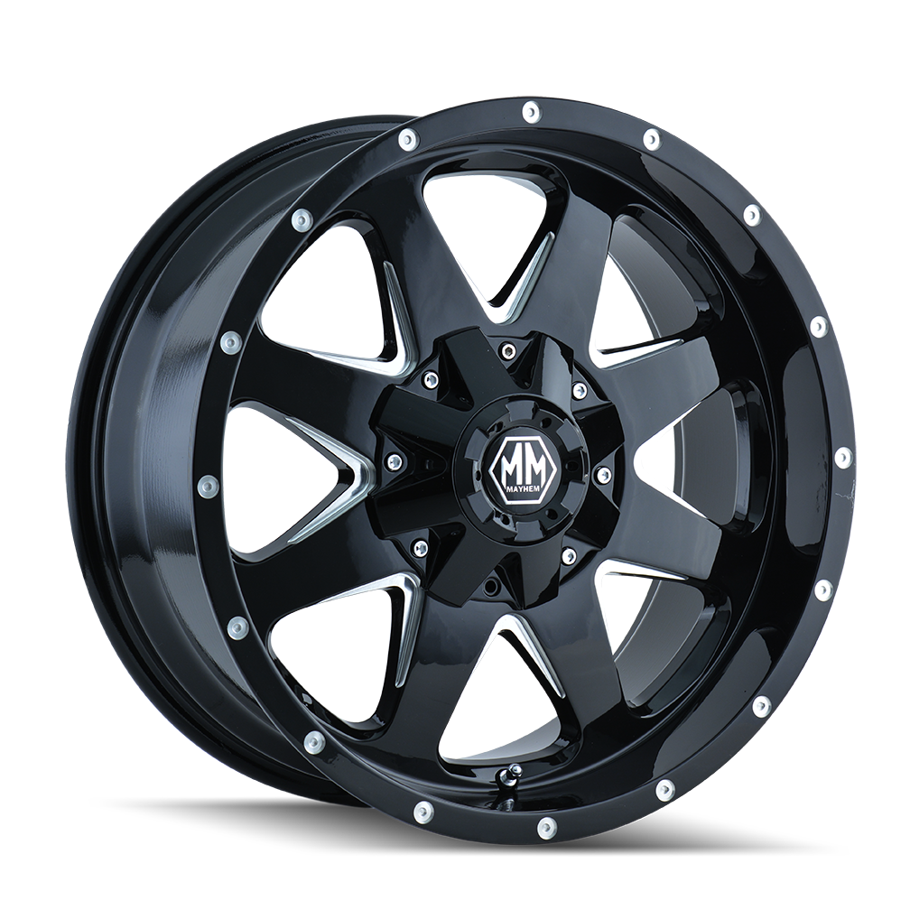 MAYHEM TANK 18x9 Gloss Black Milled Wheels - Aggressive Style for Your Ride