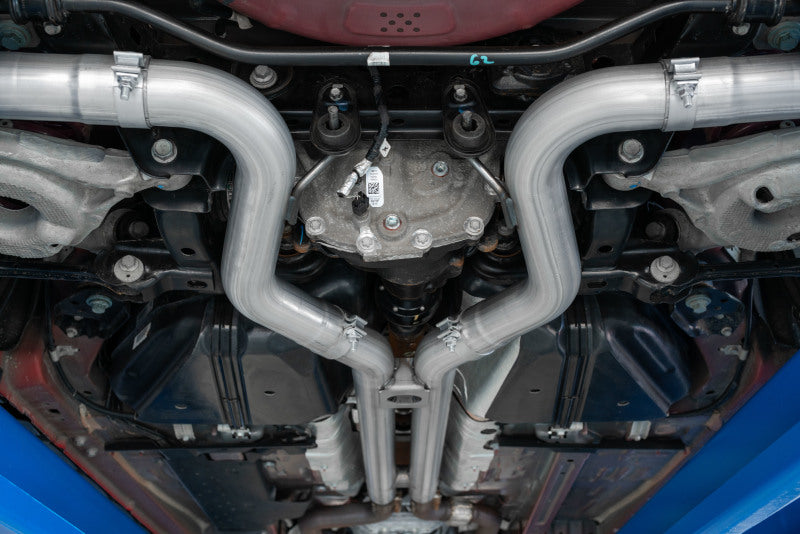 MBRP 18 - 23 Ford Mustang GT/GT Premium/Mach 1 & 19 - 20 Bullitt 3in Dual Split Rear Cat Back Exhaust with Quad 4.0in Dual Wall T304 Tips