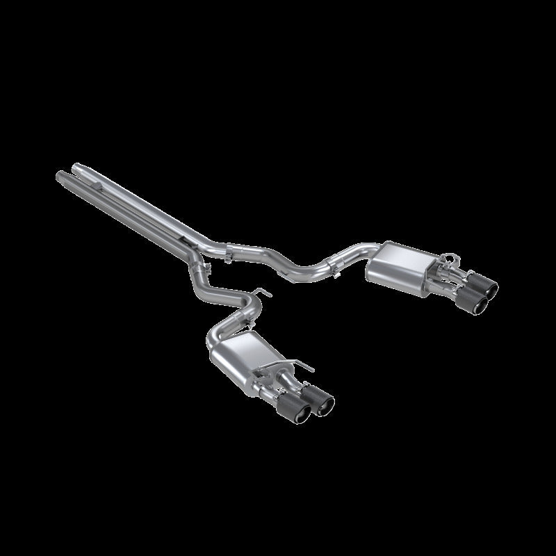 MBRP 2018 - 2023 Ford Mustang GT/GT Premium/Mach 1 & 2019 - 2020 Bullitt 5.0 Quad Tip Active Exhaust Cat Back Split Rear T304 with Carb Fib Tips