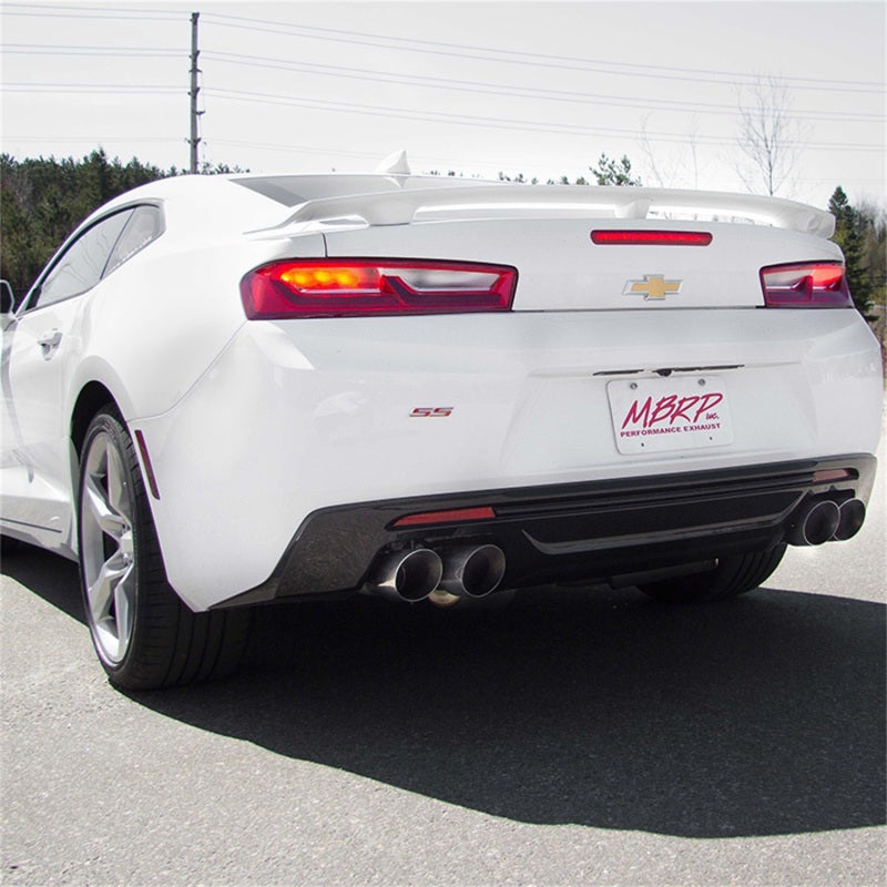 MBRP Performance Exhaust for 2016 - 2024 Chevy Camaro V8 6.2L 6spd: 3in T409 Race Dual Cat Back with 4.5in Quad Dual Wall Tips