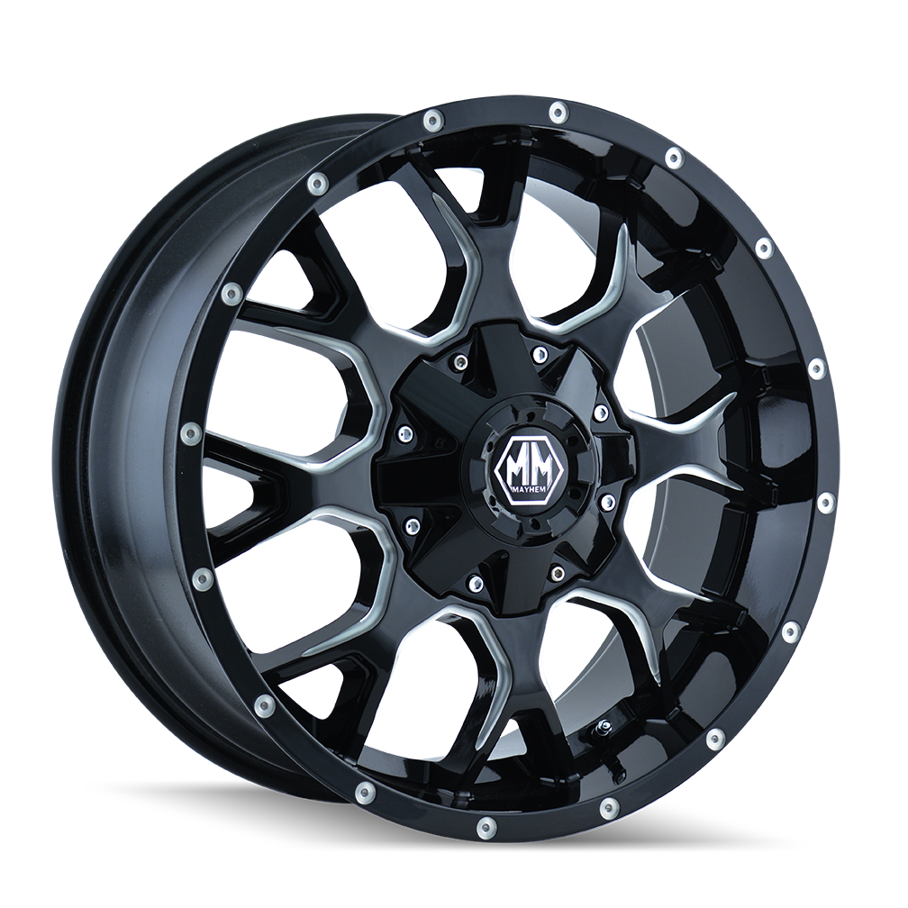 MAYHEM WARRIOR - 18x9 Gloss Black Milled Wheels for Extreme Performance