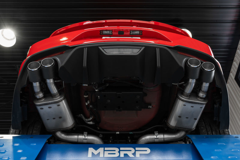 MBRP 2018 - 2023 Ford Mustang GT/GT Premium/Mach 1 & 2019 - 2020 Bullitt 5.0 Quad Tip Active Exhaust Cat Back Split Rear T304 with Carb Fib Tips