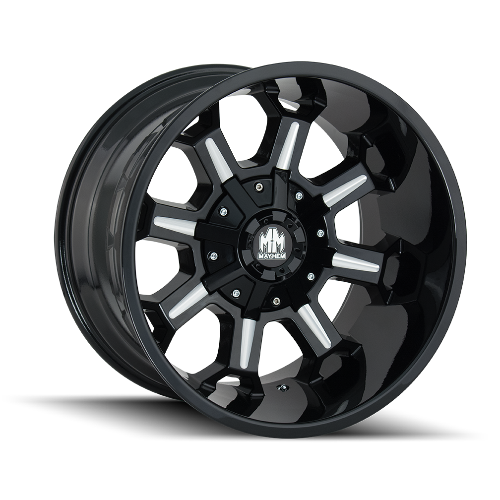 MAYHEM COMBAT 20x9 5x150/5-139.7 ET18 110 Gloss Black Milled - The Ultimate Combat Wheels