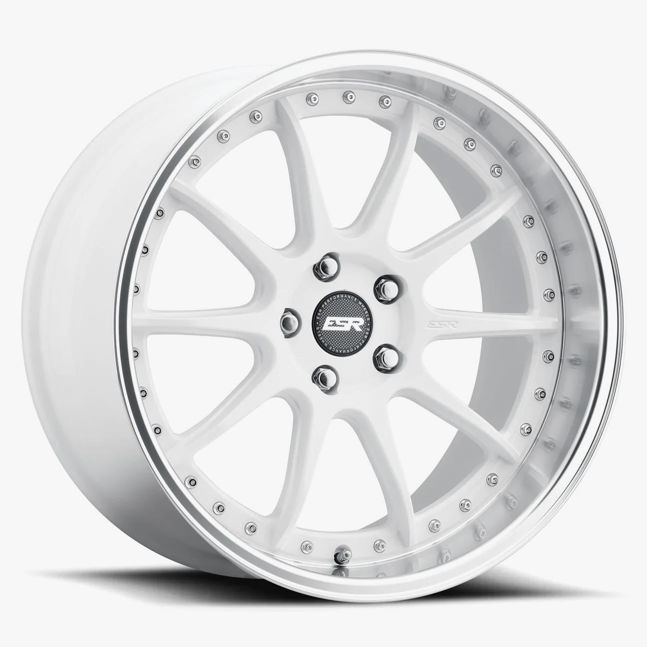 ESR CS12 19x8.5 5x120.6 (Custom Drill) ET30 Gloss White / Machined Lip