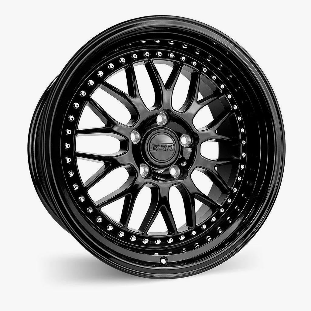 ESR SR01 Gloss Black Custom Drilled Wheels - 18x8.5, 5x114.3 ET30