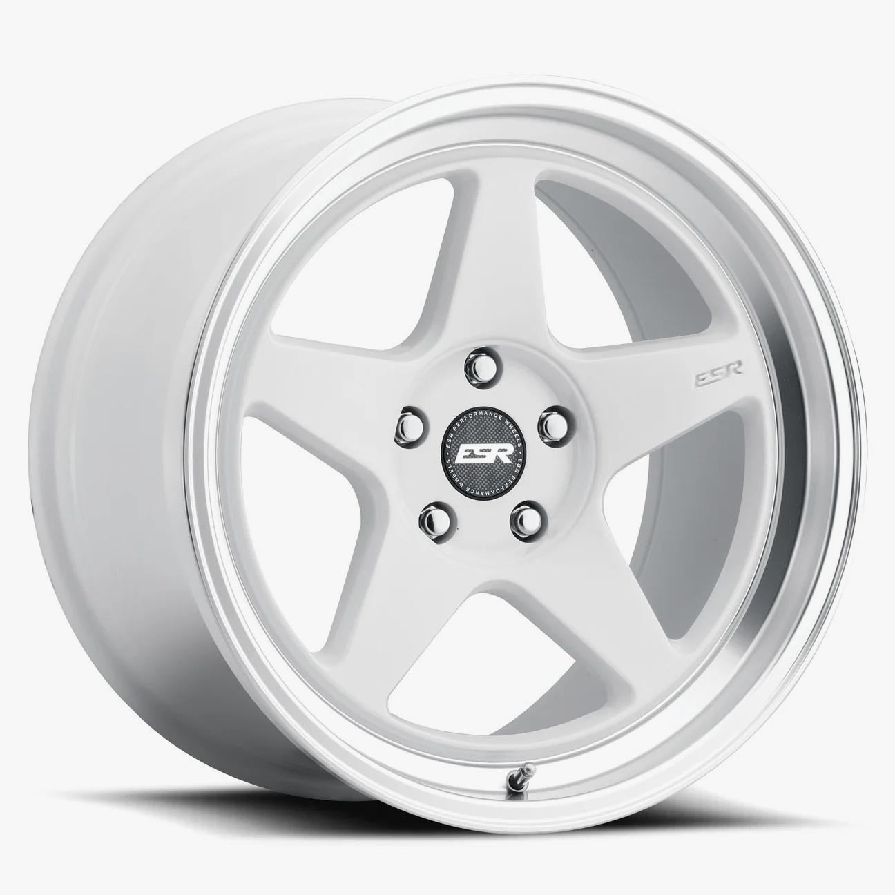 ESR CR5 18x9.5 5x112 (Custom Drill) ET22 Gloss White / Machined Lip - Customizable and Stylish Wheels