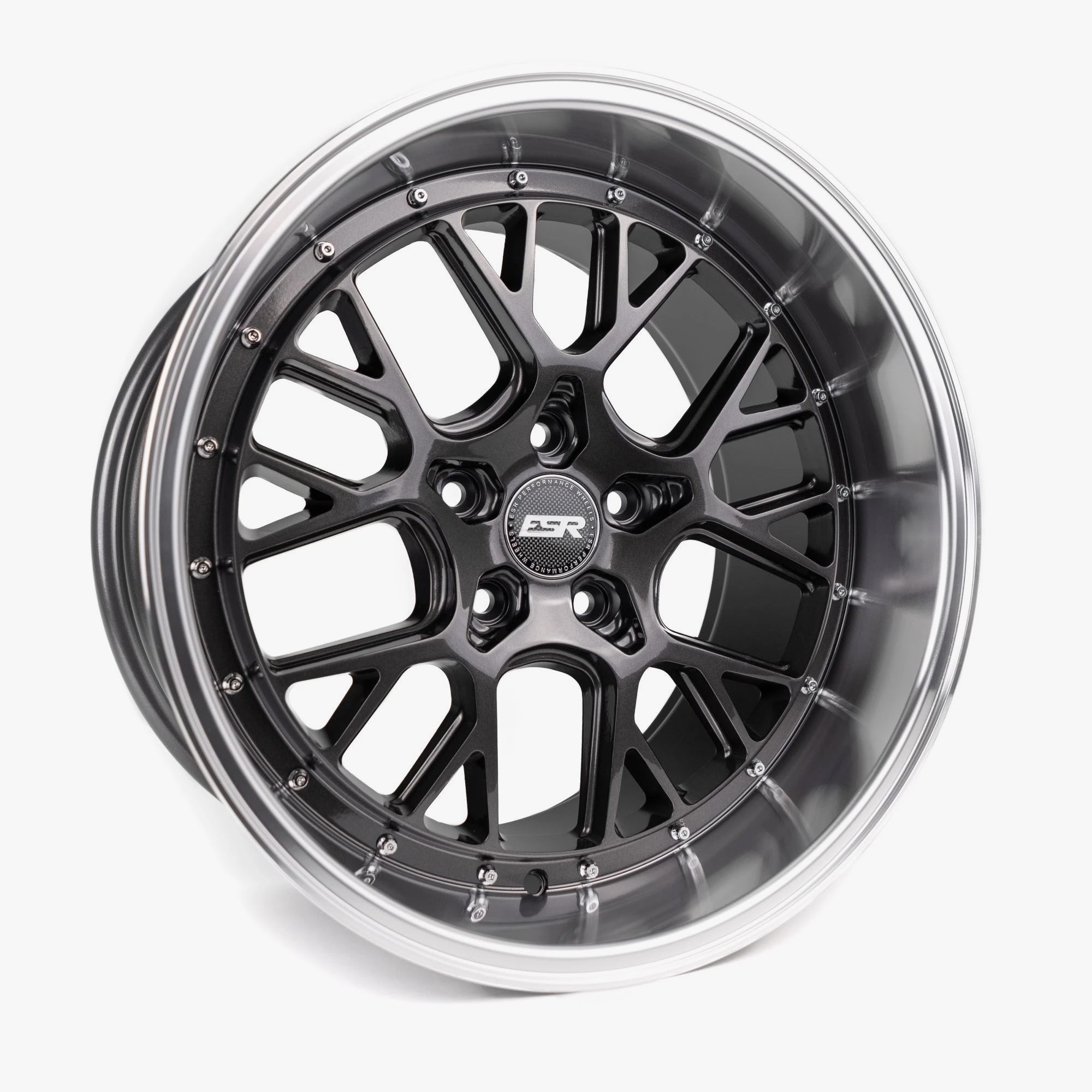 ESR CS11 19x9.5 5x112 (Custom Drill) ET15 Gloss Graphite / Machined Lip - Stunning Custom Wheels